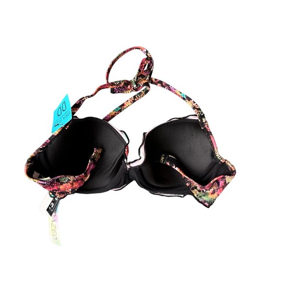 NWT SUNDAZED REPTILIA PRINTED NIXIE BRA SIZED HALTER BIKINI TOP - Picture 3 of 5